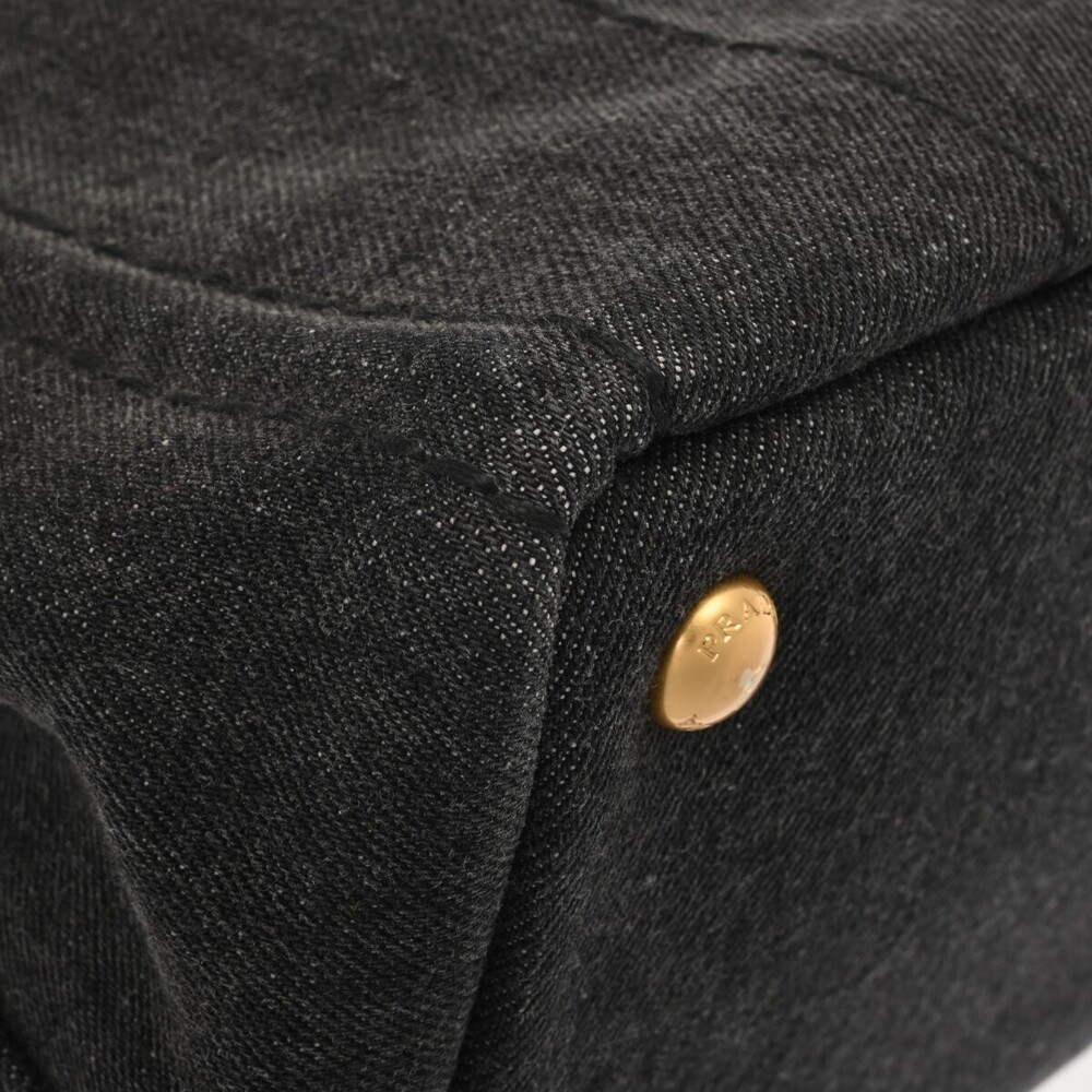 Prada Canapa Handbag Black Tote Denim - Picture 8 of 11
